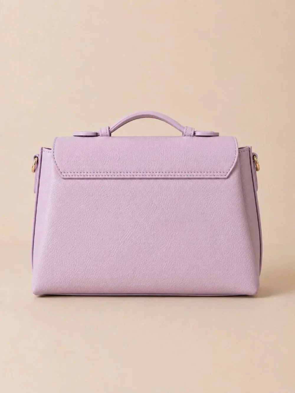 Italian Leather Structured Top Handle Satchel, Pastel Lilac Crossbody Bag
